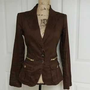 Cache Brown Tailored Blazer with Gold Hardware